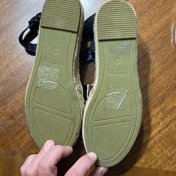 BellaMarie black suede leather platform wedge sandals size 7.5 - Picture 9 of 9